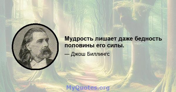 Мудрость лишает даже бедность половины его силы.