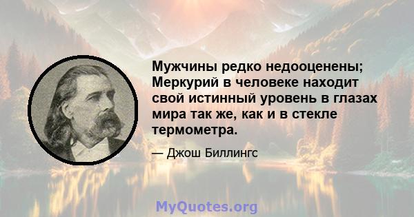 Мужчины редко недооценены; Меркурий в человеке находит свой истинный уровень в глазах мира так же, как и в стекле термометра.