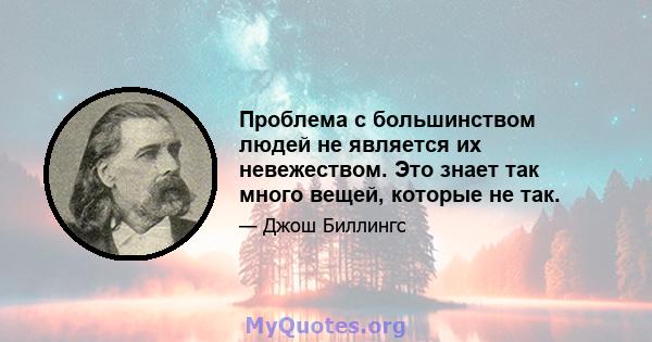 Проблема с большинством людей не является их невежеством. Это знает так много вещей, которые не так.