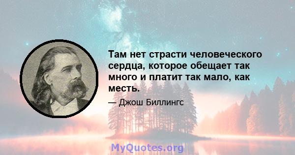 Там нет страсти человеческого сердца, которое обещает так много и платит так мало, как месть.