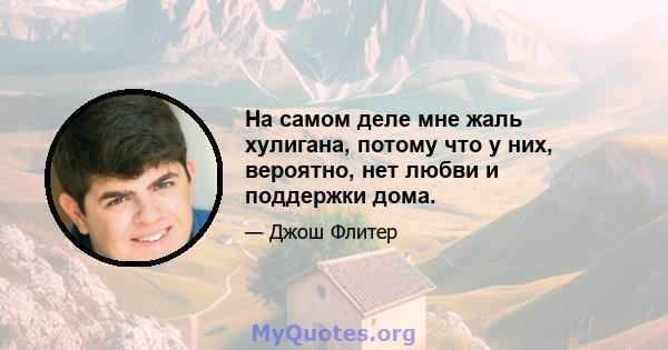 На самом деле мне жаль хулигана, потому что у них, вероятно, нет любви и поддержки дома.