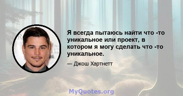 Я всегда пытаюсь найти что -то уникальное или проект, в котором я могу сделать что -то уникальное.