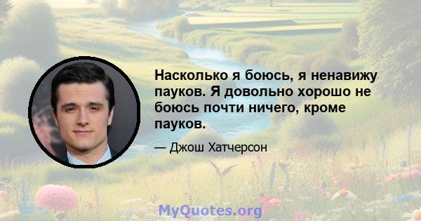 Насколько я боюсь, я ненавижу пауков. Я довольно хорошо не боюсь почти ничего, кроме пауков.