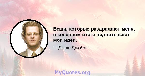 Вещи, которые раздражают меня, в конечном итоге подпитывают мои идеи.