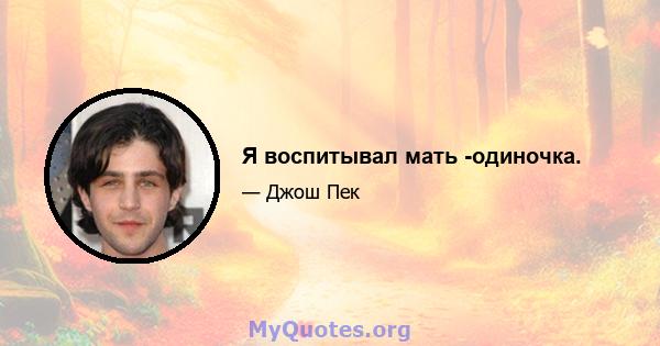 Я воспитывал мать -одиночка.