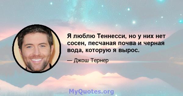 Я люблю Теннесси, но у них нет сосен, песчаная почва и черная вода, которую я вырос.