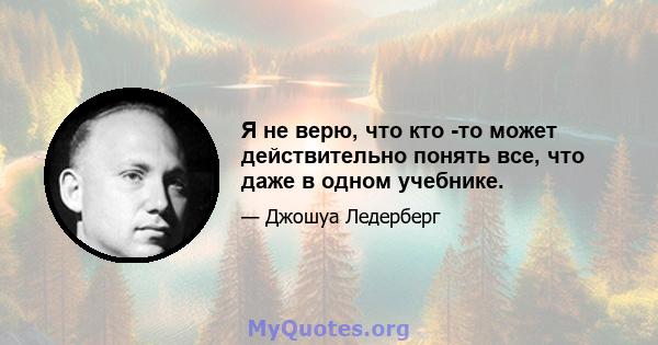 Я не верю, что кто -то может действительно понять все, что даже в одном учебнике.