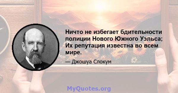 Ничто не избегает бдительности полиции Нового Южного Уэльса; Их репутация известна во всем мире.