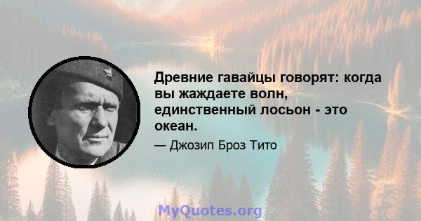 Древние гавайцы говорят: когда вы жаждаете волн, единственный лосьон - это океан.