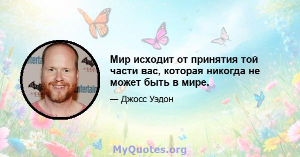 Мир исходит от принятия той части вас, которая никогда не может быть в мире.