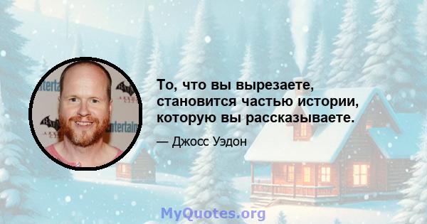 То, что вы вырезаете, становится частью истории, которую вы рассказываете.