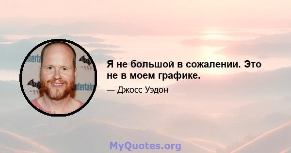 Я не большой в сожалении. Это не в моем графике.