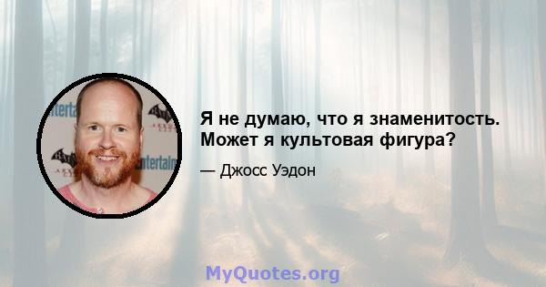 Я не думаю, что я знаменитость. Может я культовая фигура?