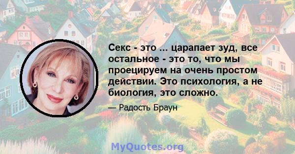 Секс - это ... царапает зуд, все остальное - это то, что мы проецируем на очень простом действии. Это психология, а не биология, это сложно.