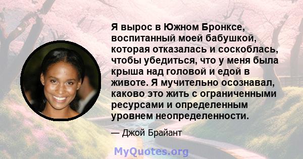 Я вырос в Южном Бронксе, воспитанный моей бабушкой, которая отказалась и соскоблась, чтобы убедиться, что у меня была крыша над головой и едой в животе. Я мучительно осознавал, каково это жить с ограниченными ресурсами