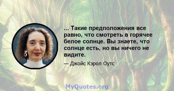 ... Такие предположения все равно, что смотреть в горячее белое солнце. Вы знаете, что солнце есть, но вы ничего не видите.