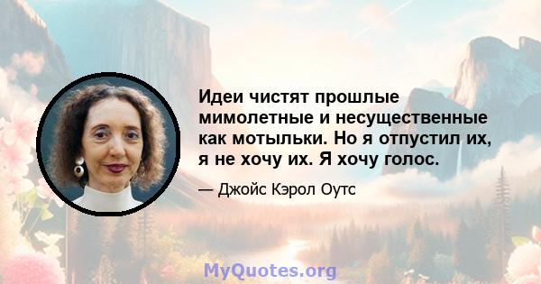 Идеи чистят прошлые мимолетные и несущественные как мотыльки. Но я отпустил их, я не хочу их. Я хочу голос.