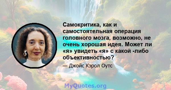 Самокритика, как и самостоятельная операция головного мозга, возможно, не очень хорошая идея. Может ли «я» увидеть «я» с какой -либо объективностью?