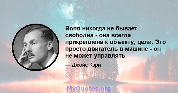 Воля никогда не бывает свободна - она ​​всегда прикреплена к объекту, цели. Это просто двигатель в машине - он не может управлять