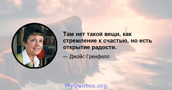 Там нет такой вещи, как стремление к счастью, но есть открытие радости.