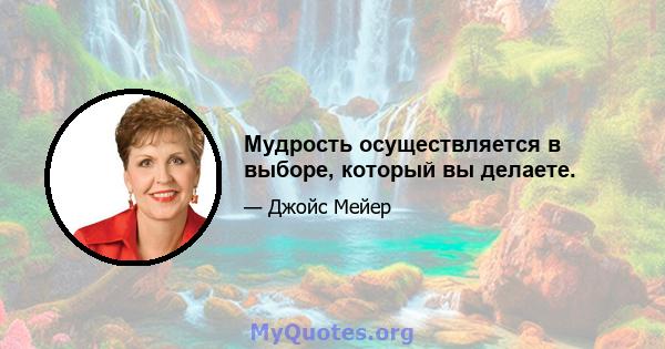 Мудрость осуществляется в выборе, который вы делаете.