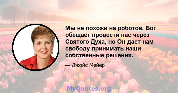 Мы не похожи на роботов. Бог обещает провести нас через Святого Духа, но Он дает нам свободу принимать наши собственные решения.