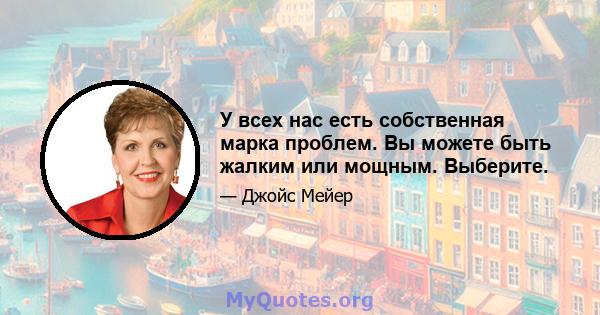 У всех нас есть собственная марка проблем. Вы можете быть жалким или мощным. Выберите.