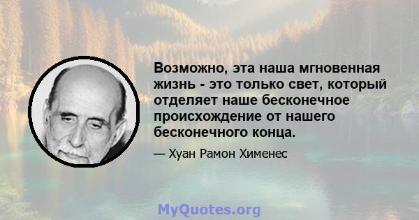 Возможно, эта наша мгновенная жизнь - это только свет, который отделяет наше бесконечное происхождение от нашего бесконечного конца.