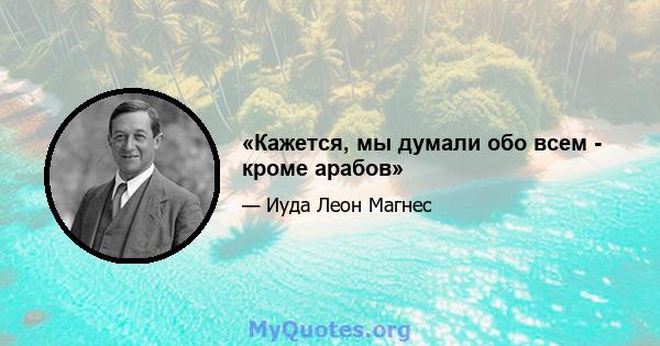 «Кажется, мы думали обо всем - кроме арабов»