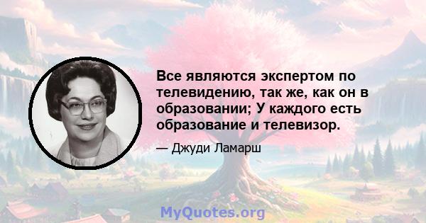 Все являются экспертом по телевидению, так же, как он в образовании; У каждого есть образование и телевизор.