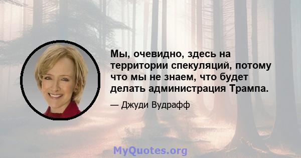 Мы, очевидно, здесь на территории спекуляций, потому что мы не знаем, что будет делать администрация Трампа.