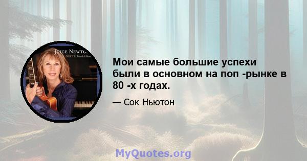 Мои самые большие успехи были в основном на поп -рынке в 80 -х годах.