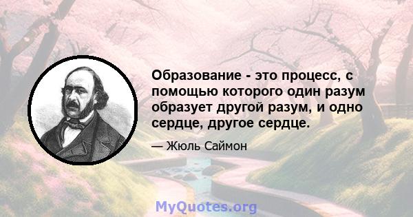 Образование - это процесс, с помощью которого один разум образует другой разум, и одно сердце, другое сердце.