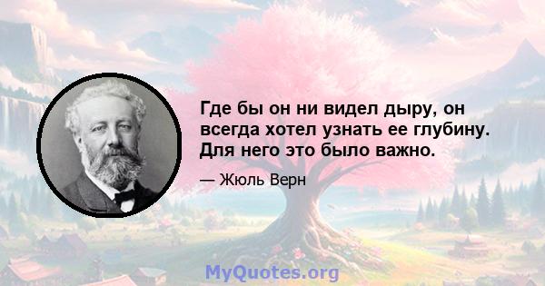 Где бы он ни видел дыру, он всегда хотел узнать ее глубину. Для него это было важно.