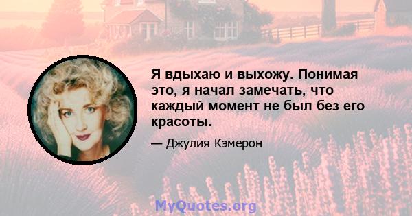 Я вдыхаю и выхожу. Понимая это, я начал замечать, что каждый момент не был без его красоты.