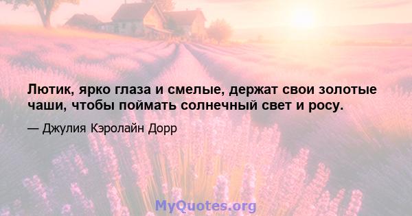 Лютик, ярко глаза и смелые, держат свои золотые чаши, чтобы поймать солнечный свет и росу.