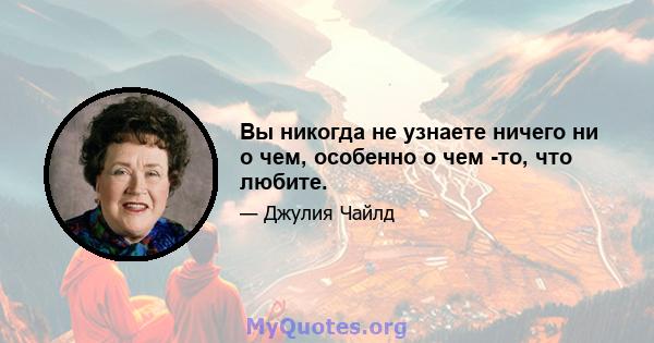 Вы никогда не узнаете ничего ни о чем, особенно о чем -то, что любите.