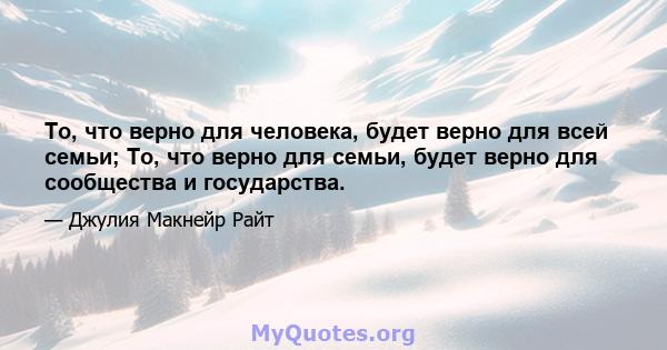 То, что верно для человека, будет верно для всей семьи; То, что верно для семьи, будет верно для сообщества и государства.