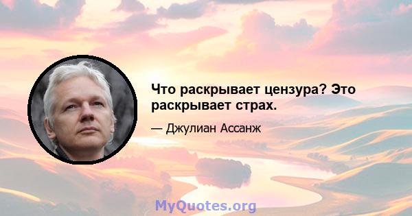 Что раскрывает цензура? Это раскрывает страх.