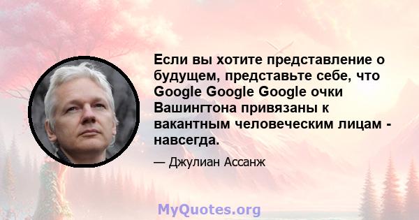 Если вы хотите представление о будущем, представьте себе, что Google Google Google очки Вашингтона привязаны к вакантным человеческим лицам - навсегда.