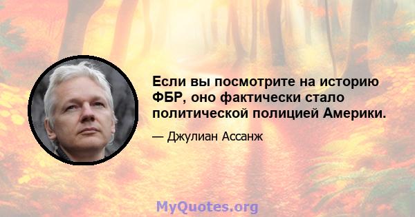 Если вы посмотрите на историю ФБР, оно фактически стало политической полицией Америки.