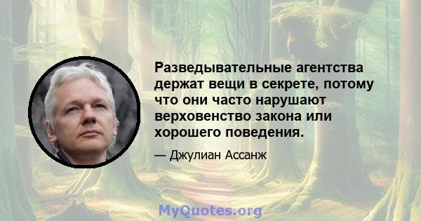 Разведывательные агентства держат вещи в секрете, потому что они часто нарушают верховенство закона или хорошего поведения.