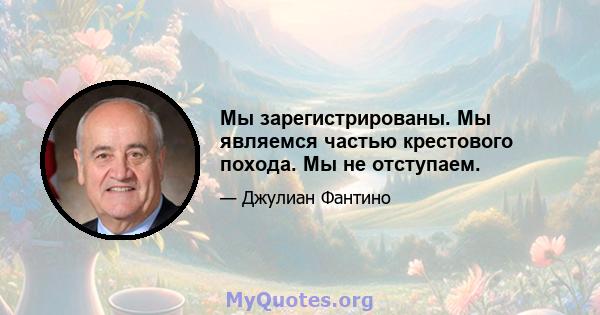 Мы зарегистрированы. Мы являемся частью крестового похода. Мы не отступаем.