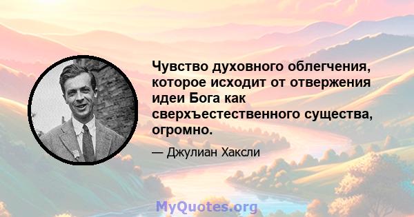 Чувство духовного облегчения, которое исходит от отвержения идеи Бога как сверхъестественного существа, огромно.