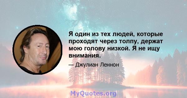 Я один из тех людей, которые проходят через толпу, держат мою голову низкой. Я не ищу внимания.