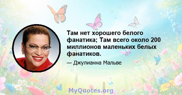 Там нет хорошего белого фанатика; Там всего около 200 миллионов маленьких белых фанатиков.