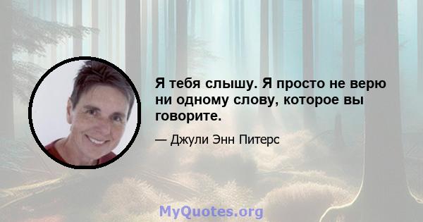 Я тебя слышу. Я просто не верю ни одному слову, которое вы говорите.