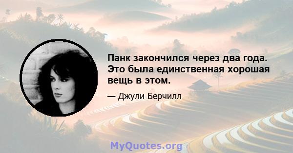 Панк закончился через два года. Это была единственная хорошая вещь в этом.