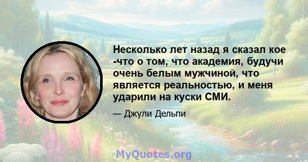 Несколько лет назад я сказал кое -что о том, что академия, будучи очень белым мужчиной, что является реальностью, и меня ударили на куски СМИ.