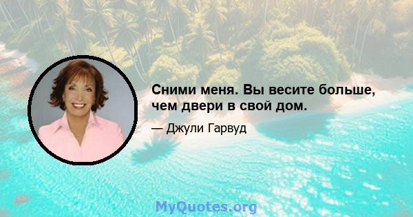 Сними меня. Вы весите больше, чем двери в свой дом.